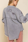 Fringe Distressed Oversized Jacket - Violet Grey - POL - lemon blonde boutique