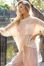 Oversized Fit See-Through Pullover Sweater - Butter Cream - lemon blonde boutique