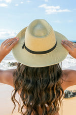 Panama Hat With Drawstring - Beige - lemon blonde boutique