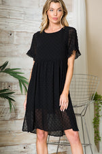 Swiss Dot Chiffon Dress - Black - lemon blonde boutique