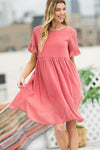 Swiss Dot Chiffon Dress - Rose - lemon blonde boutique