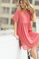Swiss Dot Chiffon Dress - Rose - lemon blonde boutique