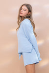 Cozy Soft Top with Shorts Set - Light Blue - lemon blonde boutique