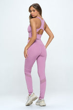 Women's Two Piece Activewear Set Cut Out - Purple - lemon blonde boutique