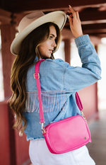 Dolly Vegan Leather Crossbody Clutch Purse - BARBIE Hot Pink - lemon blonde boutique
