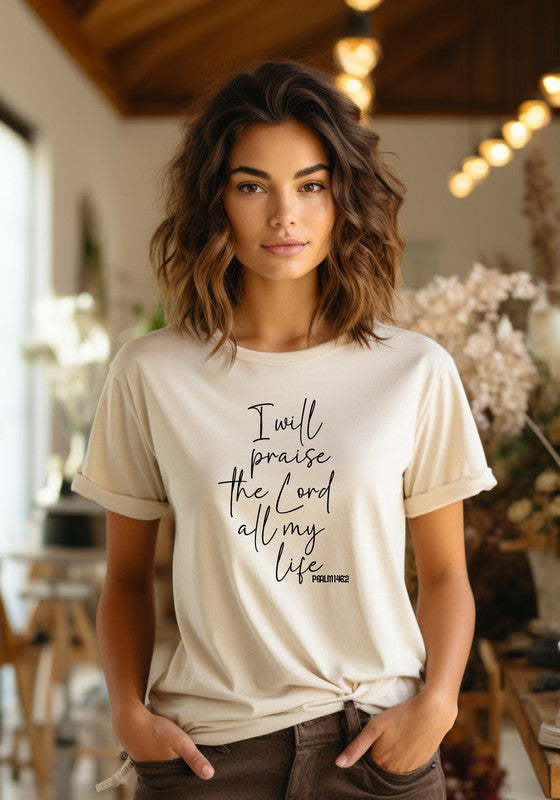 I Will Praise the Lord All My Life Graphic Tee - Cream - lemon blonde boutique