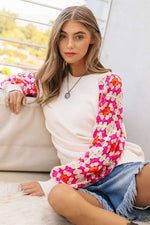 Knit Crochet Detailed Long Sleeve Sweater - White - lemon blonde boutique