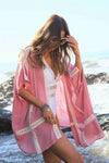 Printed Short Sleeve Kimono Cover-Up - Dusty Pink - lemon blonde boutique