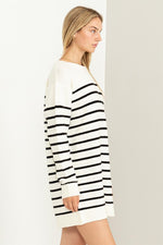 Casually Chic Striped Sweater Dress - Cream/Black - lemon blonde boutique