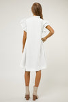 Ruffle Detail Babydoll Dress - White - lemon blonde boutique
