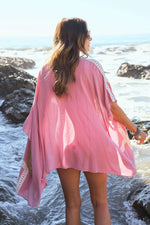 Printed Short Sleeve Kimono Cover-Up - Dusty Pink - lemon blonde boutique