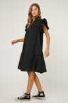 Ruffle Detail Babydoll Dress - Black - lemon blonde boutique
