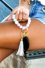 Silicone Color Block Key Ring Bracelet - Lilac Marble - lemon blonde boutique