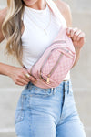 Quilted Belt Sling Bum Bag - Pink - lemon blonde boutique