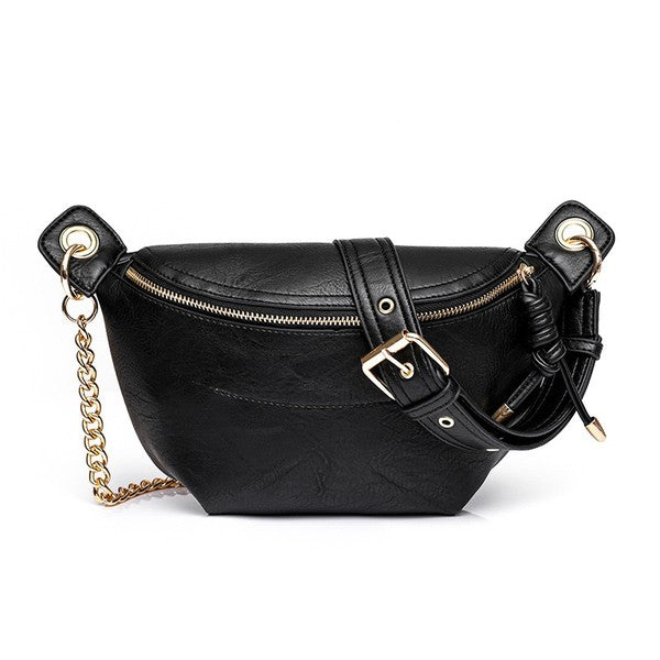 Luxe Convertible Sling Belt Bum Bag - Black - lemon blonde boutique