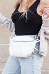 Luxe Convertible Sling Belt Bum Bag - White - lemon blonde boutique