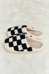 Melody Checkered Print Plush Slide Slippers - Black - lemon blonde boutique