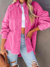 Button Down Raw Hem Denim Jacket in Fuchsia Pink - lemon blonde boutique