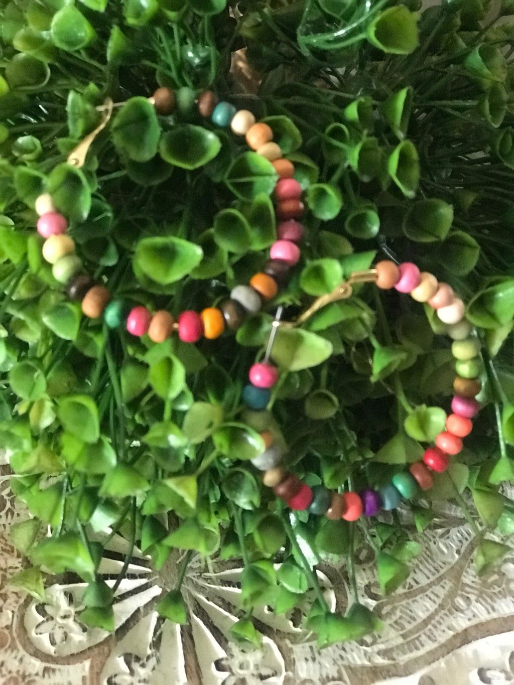 Rainbow - Wood - Bead - Hoop - Earrings - 2