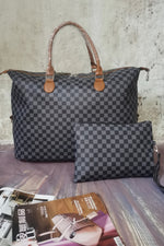 Checkered Two-Piece Bag Set - French Blue - lemon blonde boutique