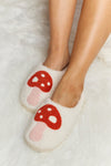 Melody Mushroom Print Plush Slide Slippers in Pink - lemon blonde boutique