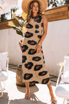 Leopard Round Neck Sleeveless Midi Dress - lemon blonde boutique